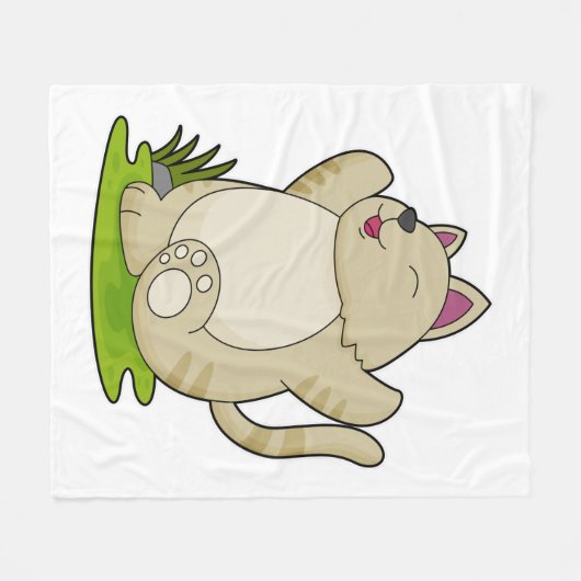 Couverture Polaire Chat au Yoga (Devant (Horizontal))