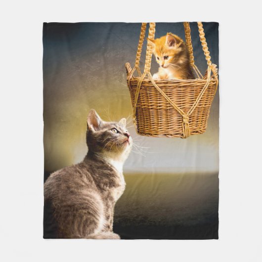 Couverture Polaire Chat avec chaton (Devant)