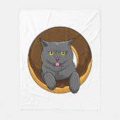 Couverture Polaire Chat avec Donut (Devant)