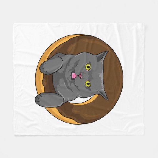 Couverture Polaire Chat avec Donut (Devant (Horizontal))