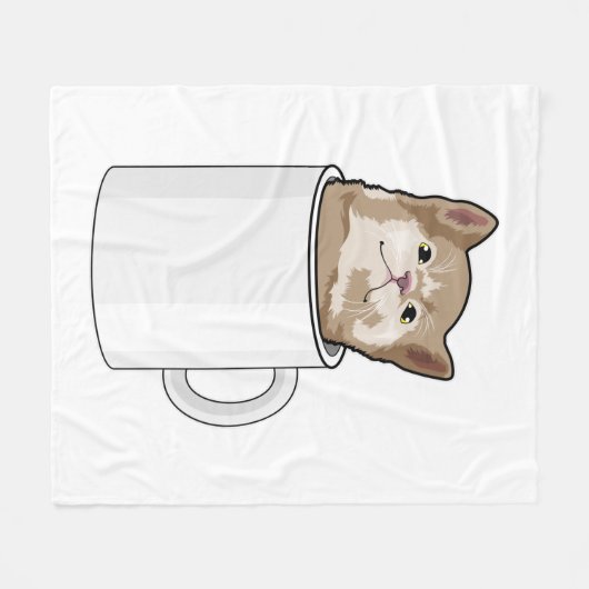 Couverture Polaire Chat avec tasse de café (Devant (Horizontal))
