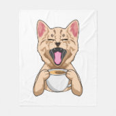 Couverture Polaire Chat avec tasse de café (Devant)