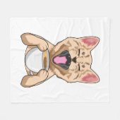 Couverture Polaire Chat avec tasse de café (Devant (Horizontal))