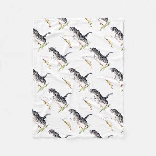 Couverture Polaire Chat avec un poisson (Devant)