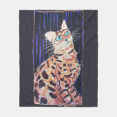 Couverture Polaire Chat Bengal Néo-Noir (Devant)