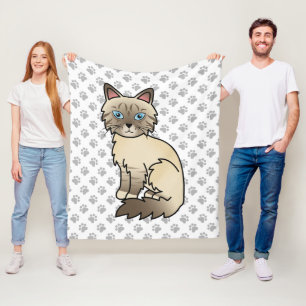 Couverture Polaire Chat Birman / Ragdoll au point chocolat tabby & Pa