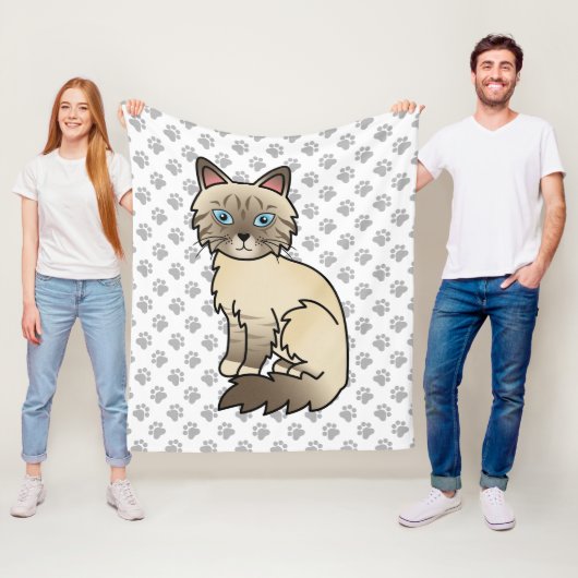 Couverture Polaire Chat Birman / Ragdoll au point chocolat tabby & Pa (En situation)