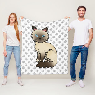 Couverture Polaire Chat Birman / Ragdoll Point Chocolat & Pattes Mign