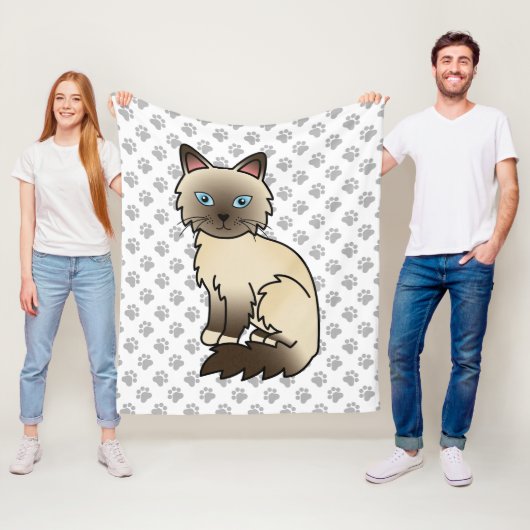 Couverture Polaire Chat Birman / Ragdoll Point Chocolat & Pattes Mign (En situation)
