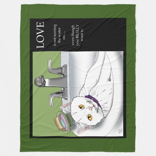 Couverture Polaire Chat blanc lavabo (Devant)