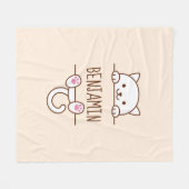 Couverture Polaire Chat blanc Pékin derrière Nom personnalisé (Devant (Horizontal))