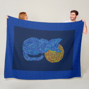 Couverture Polaire Chat bleu de Z et le chaton félin d'amoureux des