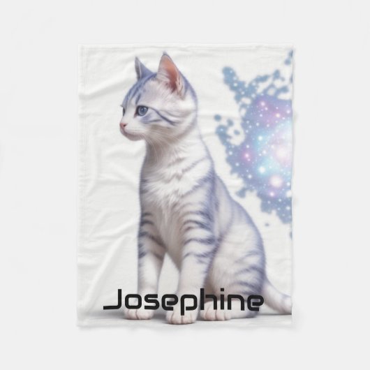 Couverture Polaire Chat bleu teinté Galaxy pour enfants (Devant)