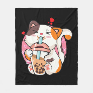 Couverture Polaire Chat Boba Tea Bubble Tea Anime Kawaii Neko Kids Te