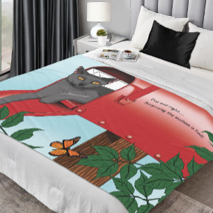 Couverture Polaire Chat boîte de courrier rouge