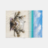 Couverture Polaire Chat bronzage à la plage (Devant (Horizontal))