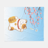 Couverture Polaire Chat Calico Lucky Japonais, Maneki Neko (Devant (Horizontal))