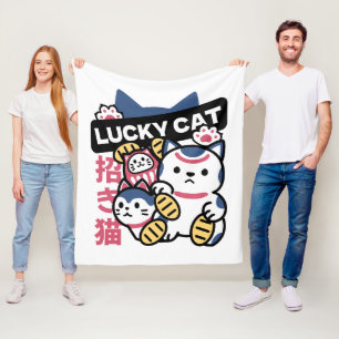 Couverture Polaire Chat Chanceux Maneki Neko – Chat de Fortune Japona