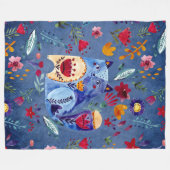 Couverture Polaire Chat Cheeky dans Flower Garden (Devant (Horizontal))