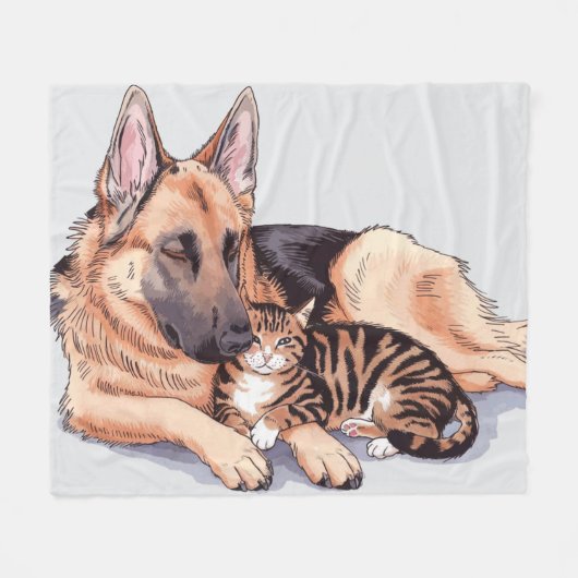 Couverture Polaire Chat Chien Allemand Chat Fleece Blanket Loisir Cud (Devant (Horizontal))