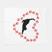 Couverture Polaire Chat & Coeur fait de pattes de chat (Devant (Horizontal))