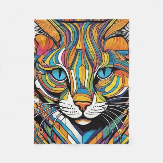 Couverture Polaire Chat Coloré (Devant)