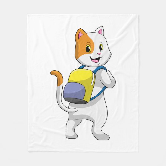 Couverture Polaire Chat comme randonneur avec sac à dos (Devant)
