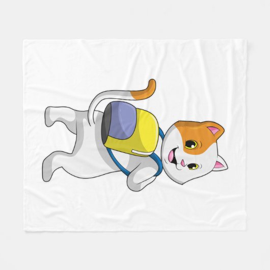 Couverture Polaire Chat comme randonneur avec sac à dos (Devant (Horizontal))