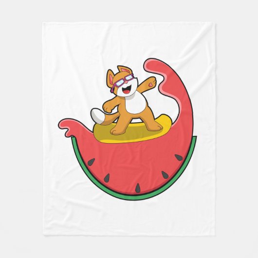 Couverture Polaire Chat comme surfer avec Watermelon (Devant)