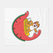 Couverture Polaire Chat comme surfer avec Watermelon (Devant (Horizontal))