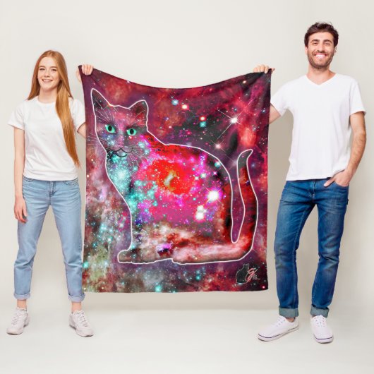 Couverture Polaire Chat cosmique Alpha (En situation)