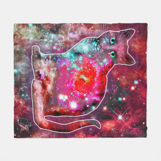 Couverture Polaire Chat cosmique Alpha (Devant (Horizontal))