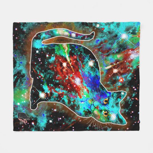 Couverture Polaire Chat cosmique Lambda (Devant (Horizontal))