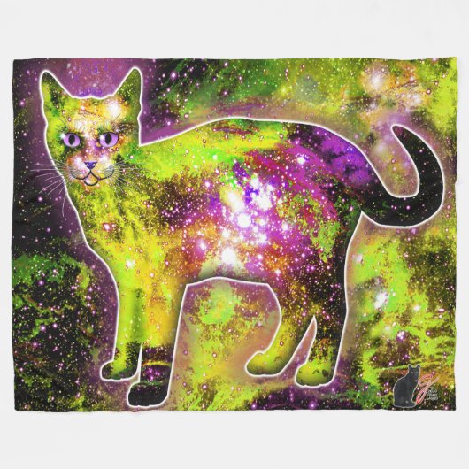Couverture Polaire Chat cosmique Sigma (Devant (Horizontal))
