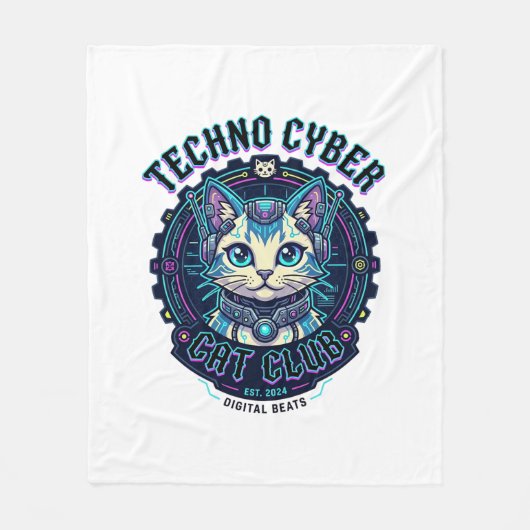 Couverture Polaire Chat Cyber Techno Drôle Conception Amateur de Chat (Devant)
