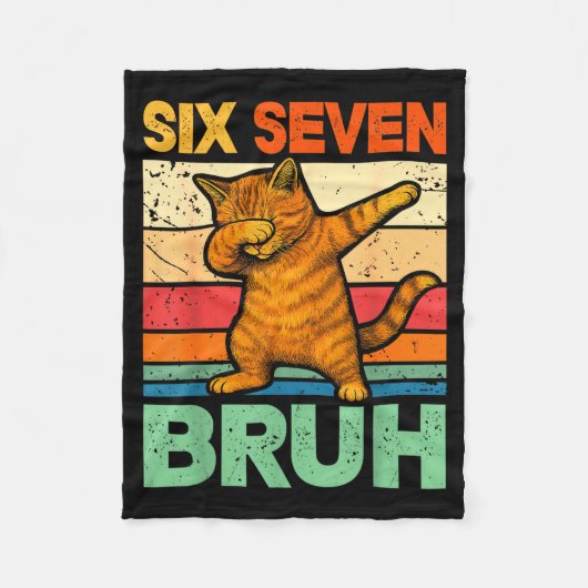 Couverture Polaire Chat Dabbing Bruh 67 Mème 6 7 Six Sept (Devant)