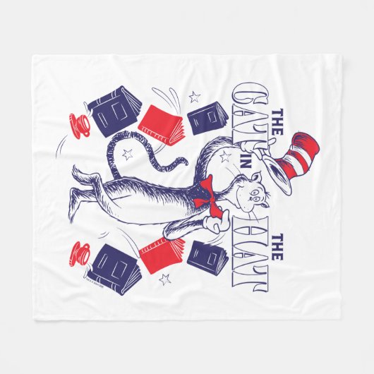 Couverture Polaire Chat dans le Casquette | Lecture de livres (Devant (Horizontal))