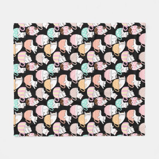 Couverture Polaire Chat dans une tasse Design motif 01 w (Devant (Horizontal))