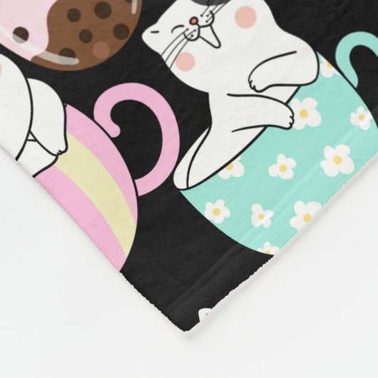 Couverture Polaire Chat dans une tasse Design motif 01 w (Coin)