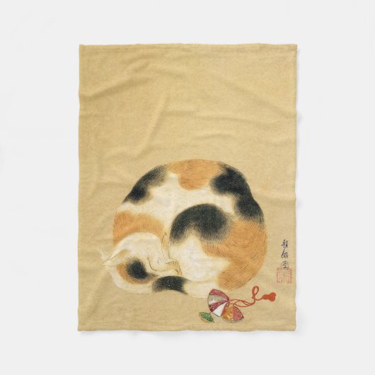 Couverture Polaire Chat de calicot japonais, Hanabusa Itchō (Devant)