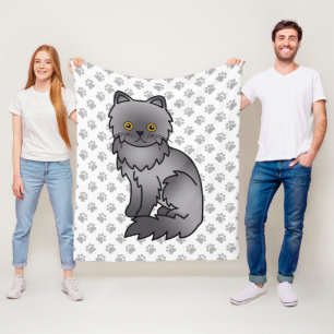 Couverture Polaire Chat de dessin animé mignon persan bleu & pattes