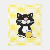 Couverture Polaire Chat de dessin sur Polka Dot Fleece Blanche (Devant)