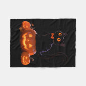 Couverture Polaire Chat de Halloween Citrouille Chat Noir Performance (Devant (Horizontal))