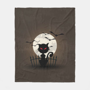 Couverture Polaire Chat de Halloween noir et marron effrayant