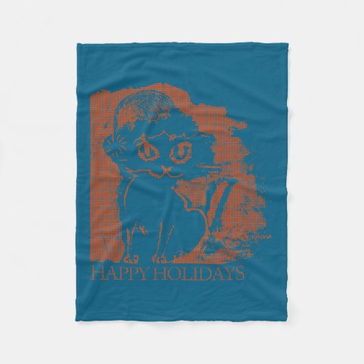 Couverture Polaire Chat de Noël (Devant)