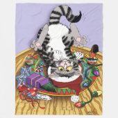 Couverture Polaire Chat de Noël (Devant)