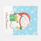 Couverture Polaire Chat de Noël blanc dans un Casquette rouge (Devant (Horizontal))