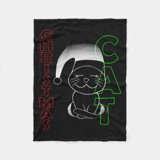 Couverture Polaire Chat de Noël, chat, Noël