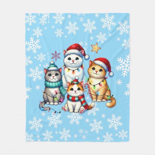 Couverture Polaire Chat de Noël cosy (Devant)