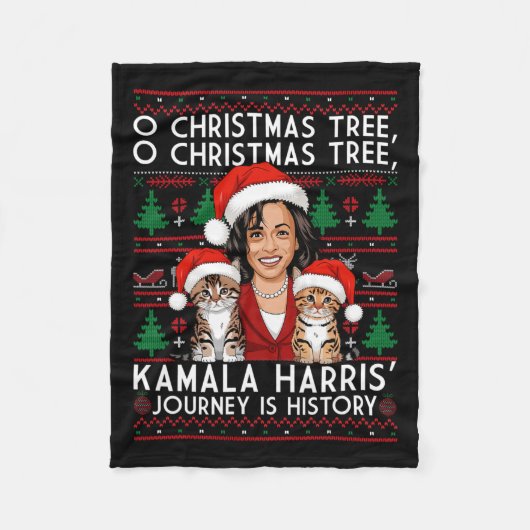 Couverture Polaire Chat de Noël Dames pour Kamala Père Noël Orament P (Devant)